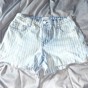stripe jean shorts